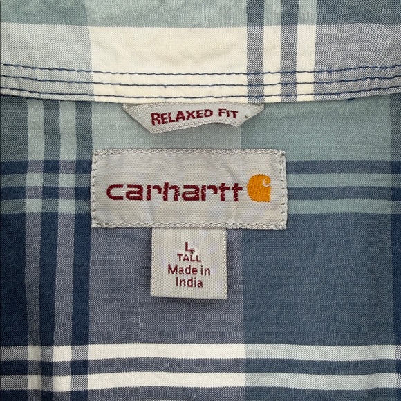 CARHARTT Relaxed Fit Lightweight Short Sleeve Button Up Shirt Mens Large Tall - Picture 8 of 11